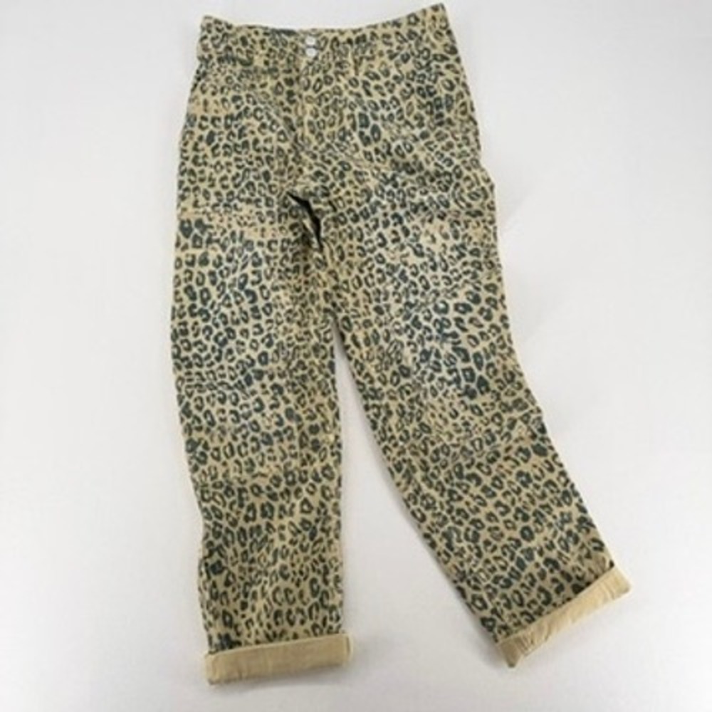 Anthropologie Pilcro Leopard Utility Pants 25 Straight Leg Animal Print Cargo